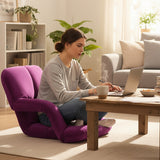 SOGA 4X Foldable Lounge Cushion Adjustable Floor Lazy Recliner Chair with Armrest - Magenta
