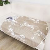 SOGA One-Seater Beige Horse Print 90x90cm Throw Blanket Sofa Cover