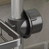 SOGA 2XDark Grey Kitchen Sink Organiser Faucet Soap Sponge Caddy Rack Drainer with Towel Bar Holder