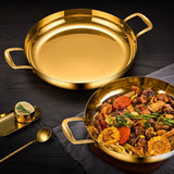 SOGA 24cm Flat Base Seafood Dry Pot in Elegant Gold Color with Durable for Kitchen Essential