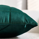 SOGA 30cm Green Velvet Quilted Grid Pattern Decorative Throw Pillow