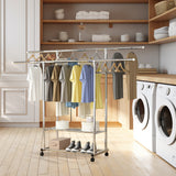 SOGA 200cm Stainless Steel Floor-Standing Clothes Rack - Durable and Space-Saving Laundry Organizer