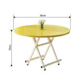 SOGA 2X Yellow Dining Table Portable Round Surface Space Saving Folding Desk Home Decor