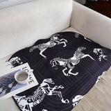 SOGA One-Seater Black Horse Print 90x90cm Throw Blanket Sofa Cover