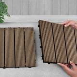 SOGA 11 pcs Dark Chocolate DIY Wooden Composite Decking Tiles Garden Outdoor Backyard Flooring Home Decor