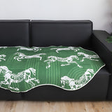 SOGA Two-Seater Green Horse Print 90x180cm Throw Blanket Sofa Cover