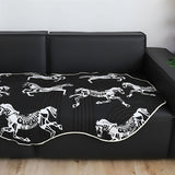 SOGA Two-Seater Black Horse Print 90x180cm Throw Blanket Sofa Cover