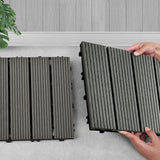 SOGA 11 pcs Grey DIY Wooden Composite Decking Tiles Garden Outdoor Backyard Flooring Home Decor