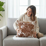 SOGA 50cm Brown White Crushed Velvet Decorative Throw Pillow