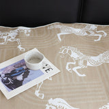 SOGA Two-Seater Beige Horse Print 90x90cm Throw Blanket Sofa Cover