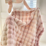 SOGA 2X 200cm Light Pink Fur Fuzzy Super Soft and Cozy Fluffy Throw Blanket