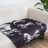SOGA One-Seater Black Horse Print 90x90cm Throw Blanket Sofa Cover