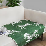 SOGA One-Seater Green Horse Print 90x90cm Throw Blanket Sofa Cover