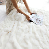 SOGA 2X 160X200cm Throw Blanket  White Double Layer Rabbit Fur Cozy Comfort with Stylish Decor