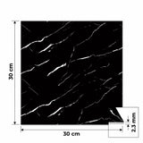 SOGA Peel & Stick Floor and Wall Tiles 30 x 30cm 10 Pack Black Faux Marble