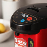 SOGA 2X 3.8L Red Stainless Steel Electric Thermal Pot Dispenser with 3 Dispensing Modes