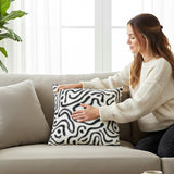SOGA 50cm Black White Abstract Swirl Pattern Decorative Throw Pillow