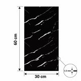 SOGA Peel & Stick Floor and Wall Tiles 30 x 60cm 10 Pack Black Faux Marble