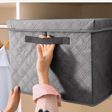 SOGA 2X Large Grey Non-Woven Diamond Quilt Grid Fabric Storage / Organizer Box