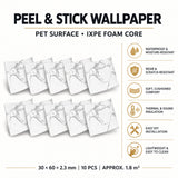 SOGA Peel & Stick Floor and Wall Tiles 30 x 60cm 10 Pack White Grey Faux Marble