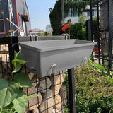 SOGA 49.5cm Gray Rectangular Planter Vegetable Herb Flower Outdoor Plastic Box with Holder Balcony Garden Decor Set of 3