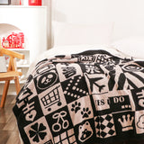 SOGA 130x160cm Throw Blanket  Black and White New Year Limited Edition Peace and Joy Plush Cozy