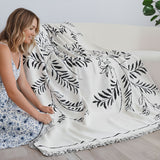 SOGA One-seater White Sofa Cover Leaf Print 130x180cm Polyester