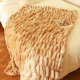 SOGA 150x200cm Throw Blanket Camel Brown Double Layer Rabbit Fur Cozy Comfort with Stylish Decor