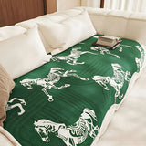 SOGA Three-Seater Green Horse Print 90x210cm Throw Blanket Sofa Cover