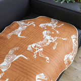 SOGA Two-Seater Orange Horse Print 90x180cm Throw Blanket Sofa Cover