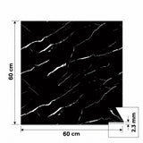 SOGA Peel & Stick Floor and Wall Tiles 60 x 60cm 10 Pack Black Faux Marble