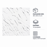SOGA Peel & Stick Floor and Wall Tiles 30 x 30cm 10 Pack White Faux Marble