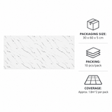 SOGA Peel & Stick Floor and Wall Tiles 30 x 60cm 10 Pack White Faux Marble