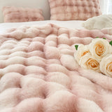 SOGA 2X 200cm Light Pink Fur Fuzzy Super Soft and Cozy Fluffy Throw Blanket