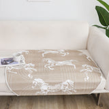 SOGA One-Seater Beige Horse Print 90x90cm Throw Blanket Sofa Cover