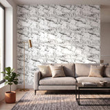 SOGA Peel & Stick Floor and Wall Tiles 30 x 30cm 10 Pack Black White Faux Marble