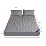 SOGA Grey 138cm Wide Cross-Hatch Mattress Cover Thick Quilted Stretchable Bed Spread Sheet Protector with Pillow Covers