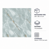 SOGA Peel & Stick Floor and Wall Tiles 30 x 30cm 10 Pack Jade Faux Marble