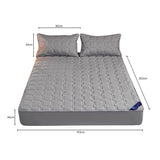 SOGA Grey 153cm Wide Mattress Cover Thick Quilted Stretchable Bed Spread Sheet Protector with Pillow Covers