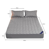 SOGA 2X  Grey 183cm Wide Mattress Cover Thick Quilted Stretchable Bed Spread Sheet Protector with Pillow Covers