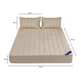 SOGA 2X Beige 153cm Wide Mattress Cover Thick Quilted Stretchable Bed Spread Sheet Protector with Pillow Covers