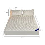 SOGA 2X White 138cm Wide Cross-Hatch Mattress Cover Thick Quilted Stretchable Bed Spread Sheet Protector with Pillow Covers