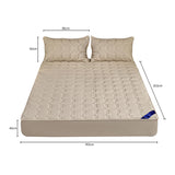 SOGA 2X Beige 183cm Wide Mattress Cover Thick Quilted Stretchable Bed Spread Sheet Protector with Pillow Covers