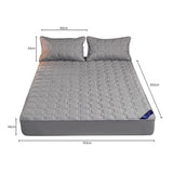 SOGA 2X Grey 153cm Wide Mattress Cover Thick Quilted Stretchable Bed Spread Sheet Protector with Pillow Covers