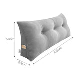 SOGA 100cm Silver Triangular Wedge Bed Pillow Headboard Backrest Bedside Tatami Cushion Home Decor