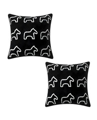 SOGA 2X 45cm Throw Pillow Black Teddy Fleece Square Pony Design Decorative Cushion for Living Room