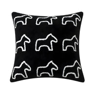 SOGA 45cm Throw Pillow Black Teddy Fleece Square Pony Design Decorative Cushion for Living Room