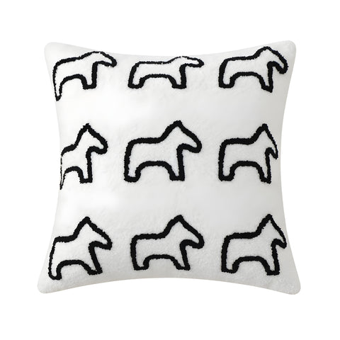 SOGA 45cm Throw Pillow White Teddy Fleece Square Pony Design Decorative Cushion for Living Room
