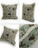 SOGA 2X 45cm Matcha Green French Vintage Butterfly Loves Flowers Tassel Throw pillow