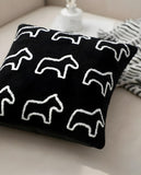 SOGA 2X 45cm Throw Pillow Black Teddy Fleece Square Pony Design Decorative Cushion for Living Room